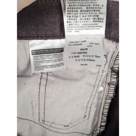 Levis 511 Slim Fit Jeans Mens 30x30 Burgundy Denim Tapered Leg Soft Pants - Picture 11 of 12